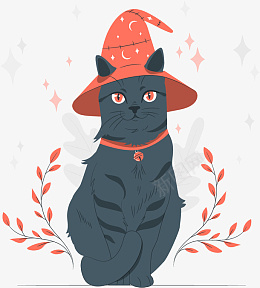 猫咪万圣节扁平化人物素材png免抠素材_新图网 https://ixintu.com 节日素材 万圣节 扁平化 人物 猫咪 帽子