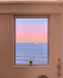 海边的窗户景色png免抠素材_新图网 https://ixintu.com 窗户 海景 花朵 意境