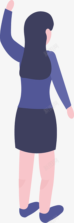 扁平化UI挥手女性背影png免抠素材_新图网 https://ixintu.com 扁平化 UI 人物 插画