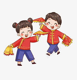 红色小年女孩男孩手帕扭秧歌插画png免抠素材_新图网 https://ixintu.com 红色 小年 女孩男孩 手帕扭秧歌 插画