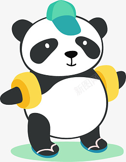 扁平化UI夏天游泳熊猫png免抠素材_新图网 https://ixintu.com 扁平化 UI 人物 插画