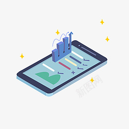 手机上的商务办公钾png免抠素材_新图网 https://ixintu.com 25D插画 统计图表 25D 25d 卡通的 矢量图 投资 指数 消费 管理 经营 购物
