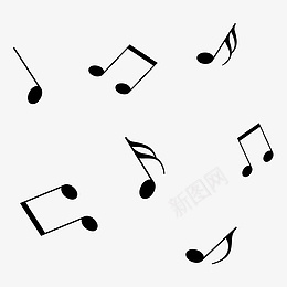 漂浮的黑色音符png免抠素材_新图网 https://ixintu.com 乐谱 符号 音乐 音符