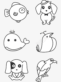 可爱各类动物简笔画png免抠素材_新图网 https://ixintu.com 动物 可爱 狗 鱼 鸟 鹰