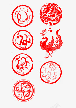 汉代龙图腾瓦当psd免抠素材_新图网 https://ixintu.com 手绘 汉代 装饰图 图腾 中国龙 瓦当