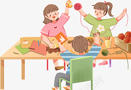 做手工的孩子们png免抠素材_新图网 https://ixintu.com 手工 DIY 孩子 动手