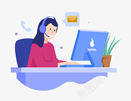 联系我们的办公人物png免抠素材_新图网 https://ixintu.com 办公 电话 邮件 邮箱