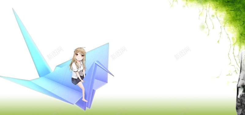 纸鹤背上的女孩jpg设计背景_新图网 https://ixintu.com 女孩 纸鹤 背上的女孩 背景图