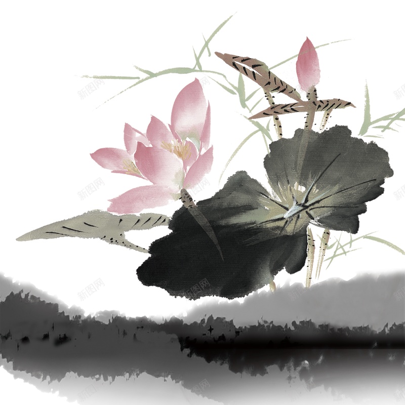 水墨画花朵jpg设计背景_新图网 https://ixintu.com 中国风 免扣 古画山水 古风山水画 平面装饰 水墨画 海报背景 花朵