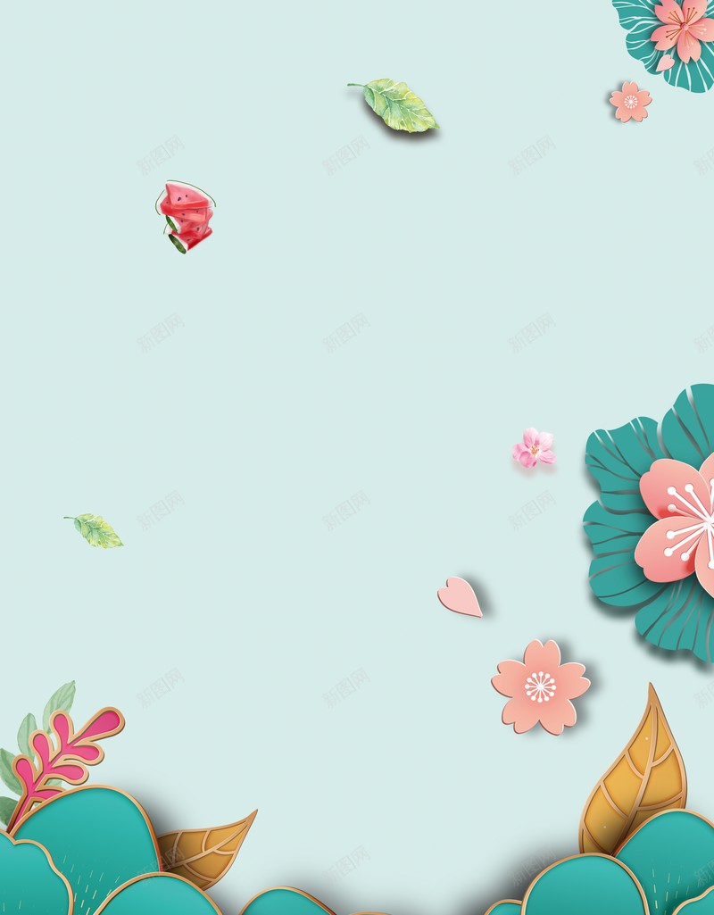 夏天立夏二十四节气西瓜花朵树叶psd设计背景_新图网 https://ixintu.com 二十四节气 夏天 树叶 立夏 花朵 西瓜