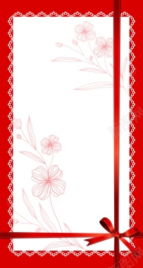 红色背景边框背景彩带花朵背景
