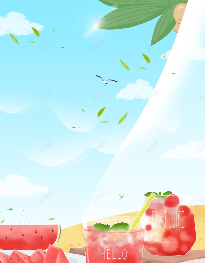 夏天立夏二十四节气树叶西瓜饮料psd设计背景_新图网 https://ixintu.com 二十四节气 夏天 树叶 立夏 西瓜 饮料
