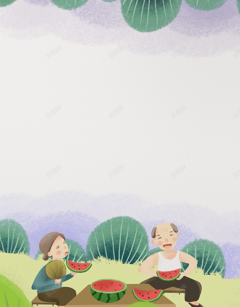 夏天立夏二十四节气西瓜手绘人物叶子psd设计背景_新图网 https://ixintu.com 二十四节气 叶子 夏天 手绘人物 立夏 西瓜