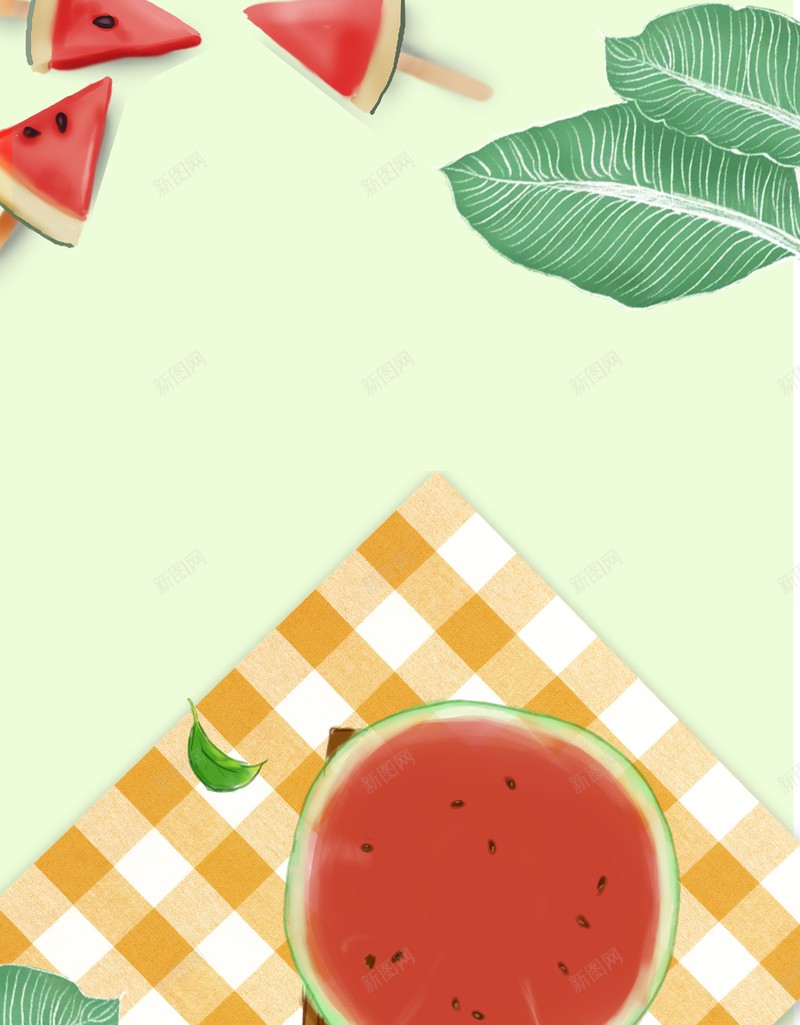 夏天立夏二十四节气西瓜树叶psd设计背景_新图网 https://ixintu.com 二十四节气 夏天 树叶 立夏 西瓜