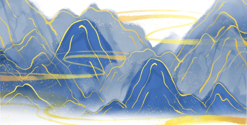 古风蓝色金雾山jpg设计背景_新图网 https://ixintu.com 山 金雾 古风 仙