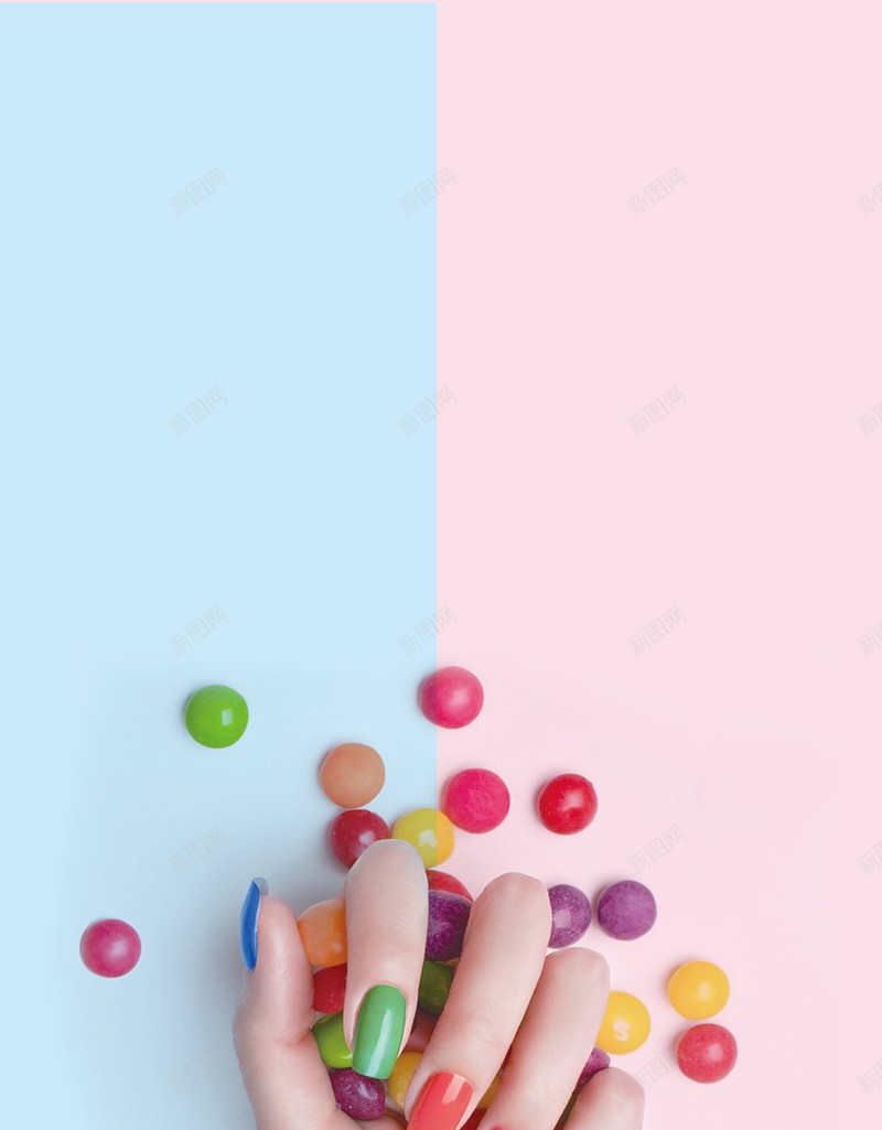 唯美蓝粉对半jpg设计背景_新图网 https://ixintu.com 糖果 蓝色 粉色 唯美