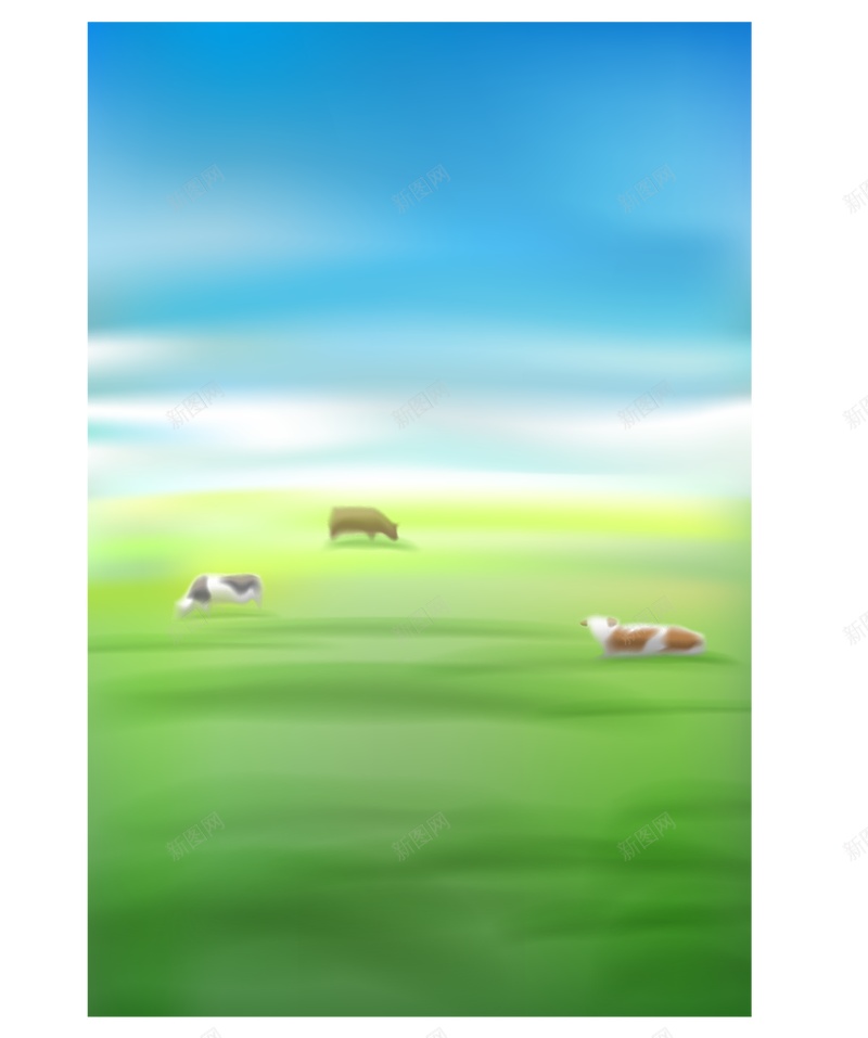 手绘牛草原天空背景22242662jpg设计背景_新图网 https://ixintu.com 手绘 草原 奶牛 背景