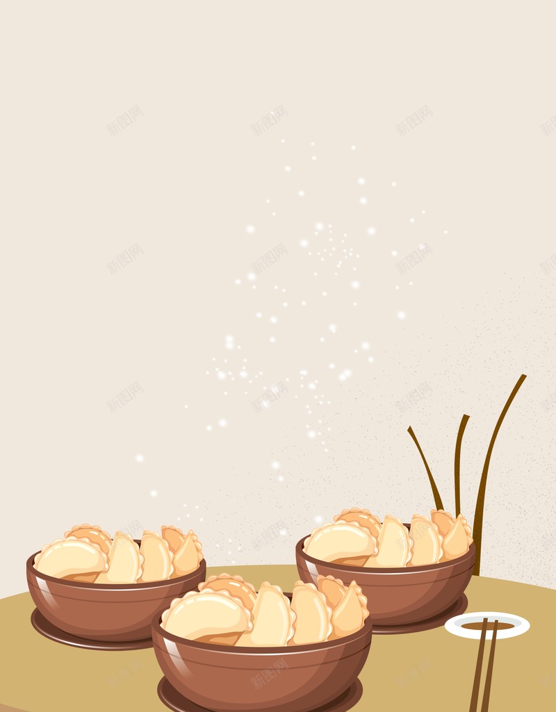 冬至二十四节气00006jpg设计背景_新图网 https://ixintu.com 饺子 黄色 古典 中国风