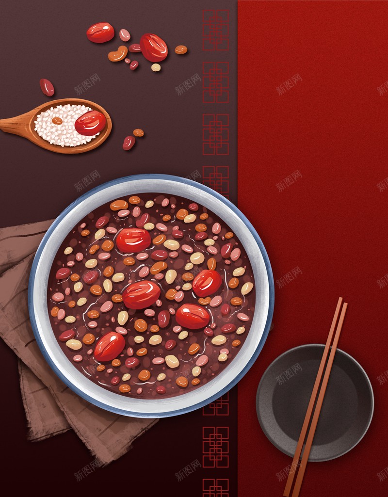 腊八节腊八粥复古背景红枣psd设计背景_新图网 https://ixintu.com 腊八节 腊八粥 红枣 复古背景