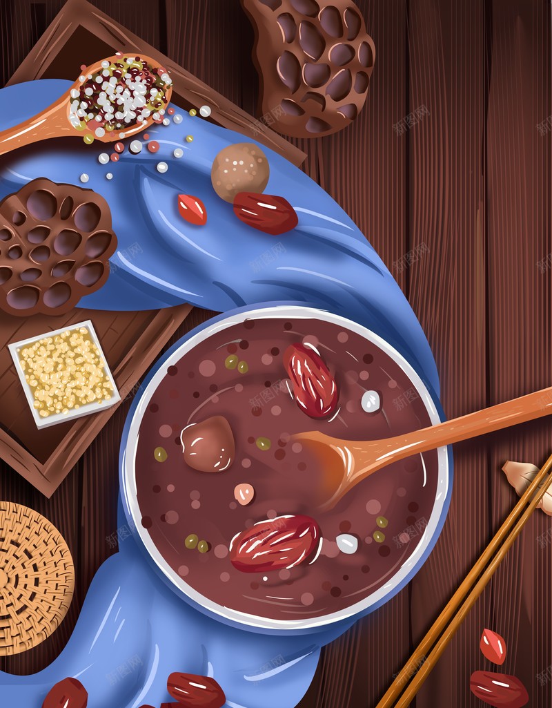 腊八节腊八粥红枣莲蓬psd设计背景_新图网 https://ixintu.com 腊八节 腊八粥 红枣 莲蓬