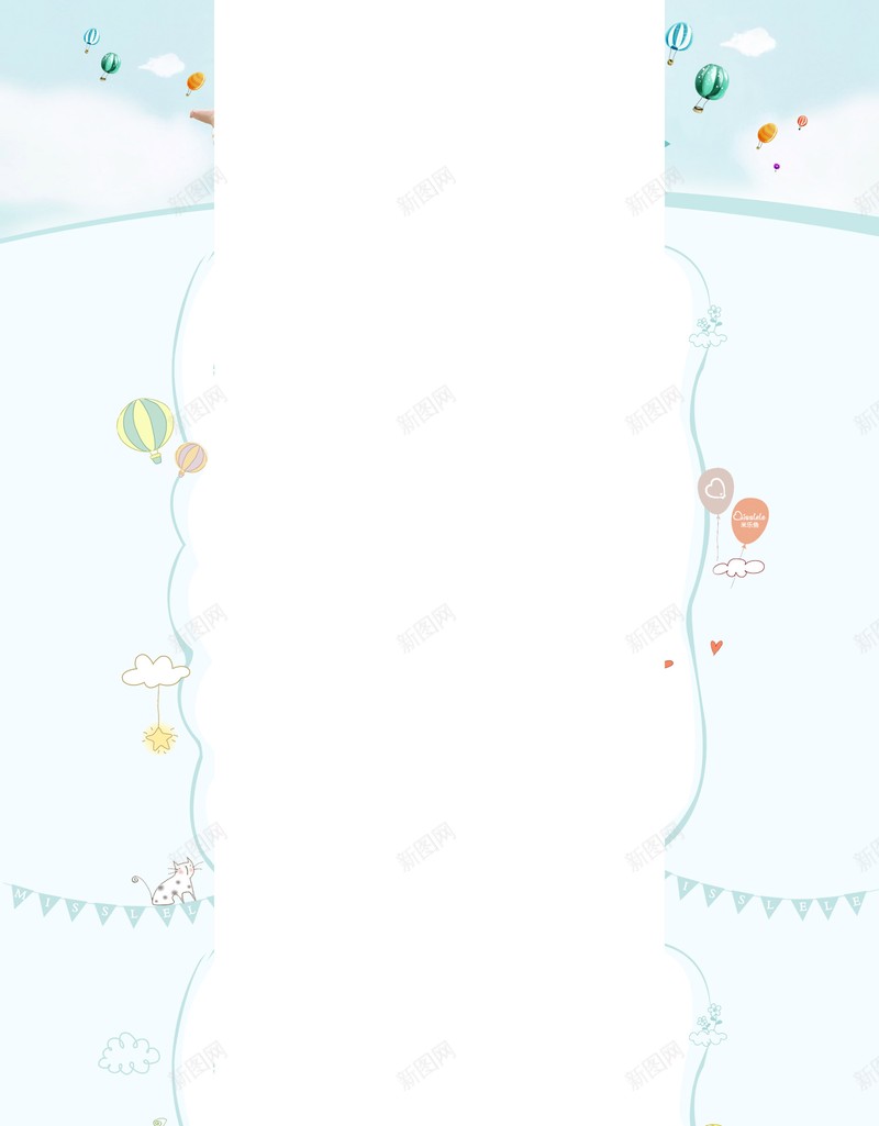 童趣背景jpg设计背景_新图网 https://ixintu.com 童趣 卡通 涂鸦 热气球 蓝色 气球 云朵 店铺背景 手绘