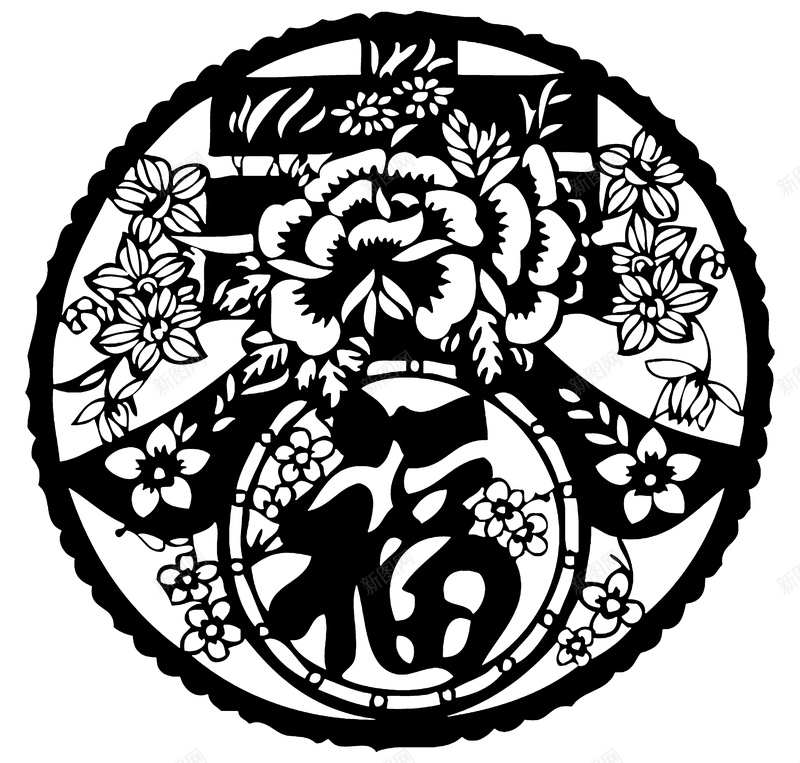春节窗花剪纸jpg设计背景_新图网 https://ixintu.com 春节 剪纸 窗花 春福