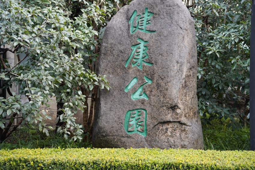 公园一角jpg_新图网 https://ixintu.com 公园 绿植 标志物 石