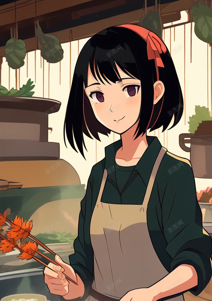 扁平风格女孩煎烤图片jpg高清背景_新图网 https://ixintu.com 扁平 风格 女孩 煎 烤 售卖 食物