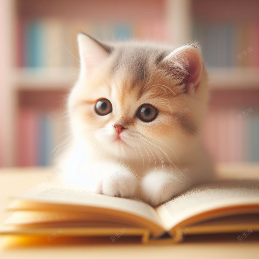 呆萌小猫图片jpg设计背景_新图网 https://ixintu.com 小猫 看书 猫 可爱猫咪
