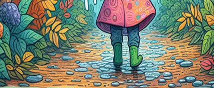 雨水油画海报psd_新图网 https://ixintu.com 2024 下雨 二十四节气 传统节日 原创海报 春天 树叶 树林 绿色 节气