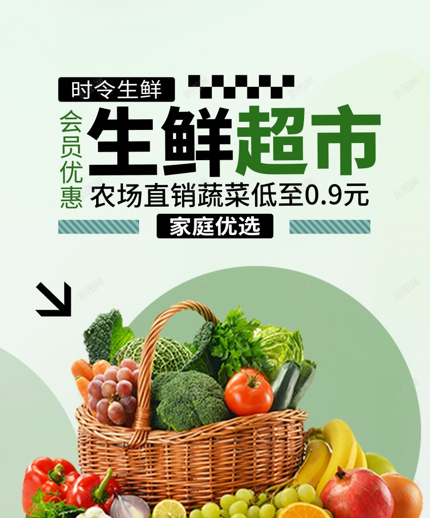 时尚生鲜超市海报psd_新图网 https://ixintu.com 原创海报 水果 海报 生鲜 生鲜超市 蔬菜 超市