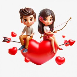 情侣元素情人节卡通3D元素高清图片