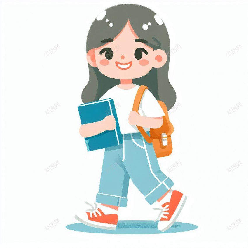 手抱书包的女孩平面插画png免抠素材_新图网 https://ixintu.com 书包 女孩 平面 插画 手拿书 大学生插画
