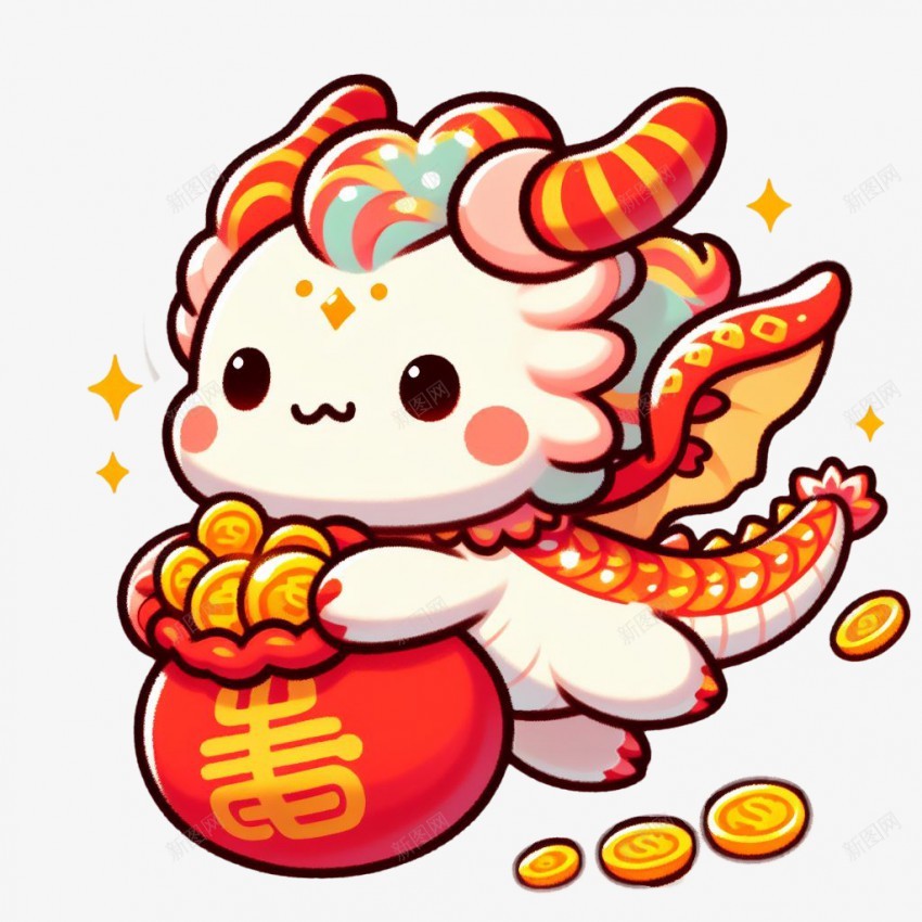2024手拿福袋起飞的卡通龙png免抠素材_新图网 https://ixintu.com 手拿 福袋 起飞 卡通 龙 手拿 福袋 洒落 金币 龙 2024 新年元素 新年龙