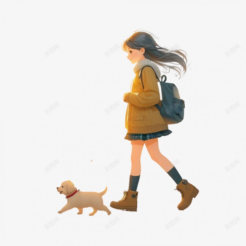 女孩带着狗狗走着png免抠素材_新图网 https://ixintu.com 女孩 带着 狗狗 走着 秋季元素