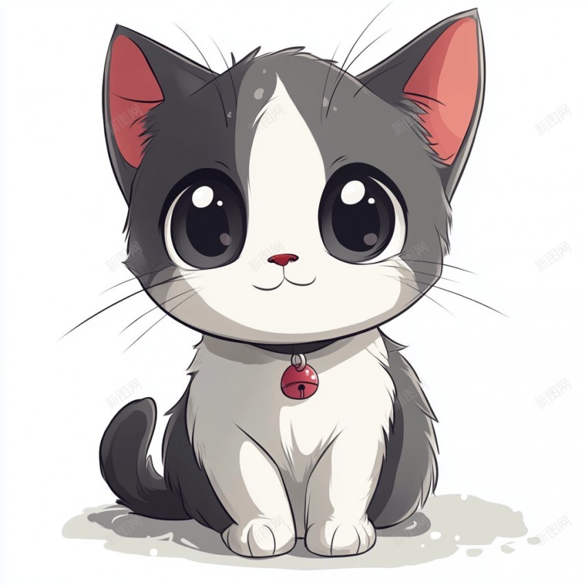 卡通手绘猫png免抠素材_新图网 https://ixintu.com 猫 卡通猫 微笑 猫咪 戴玲铛 萌萌哒 可爱