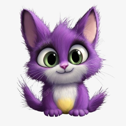可爱卡通猫png免抠素材_新图网 https://ixintu.com 卡通猫 紫色 小猫 可爱 呆萌