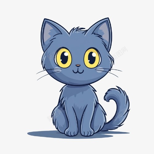 可爱卡通猫png免抠素材_新图网 https://ixintu.com 猫 蓝色 小猫 可爱 呆萌 卡通猫