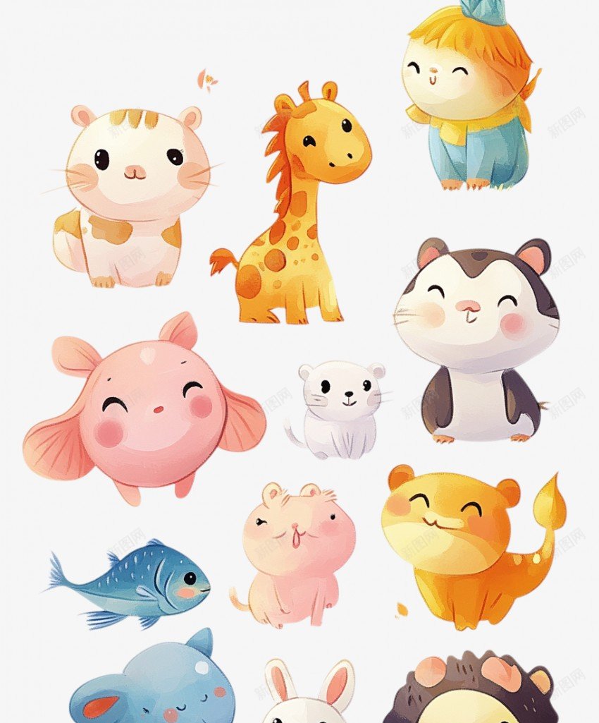 可爱的卡通动物群png免抠素材_新图网 https://ixintu.com 动物 动物群 简笔画 彩绘动物 组合 伙伴 手绘图 可爱 立体 动物素材