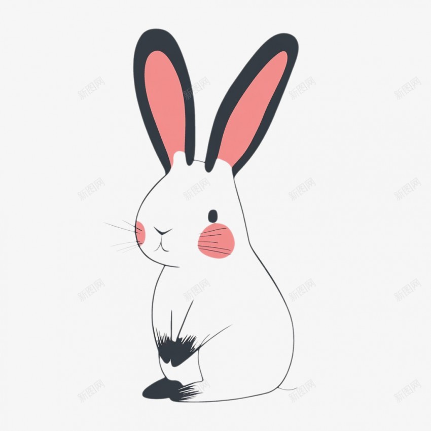 可爱的小白兔png免抠素材_新图网 https://ixintu.com 小白兔 可爱 大耳朵 拜拜 抽象 毛茸茸的 简单 简笔画 粉色 绘画 野生动物