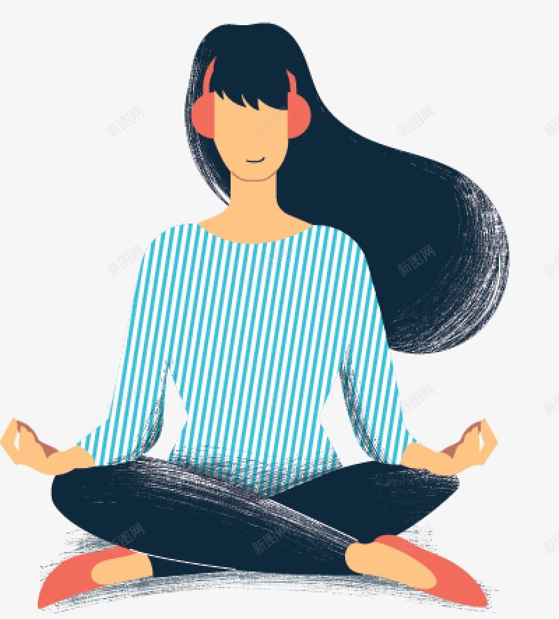打坐的美女手绘人物手绘彩绘水彩插画png免抠素材_新图网 https://ixintu.com 免扣手绘彩绘水彩插画 手绘人物免扣 打坐的美女
