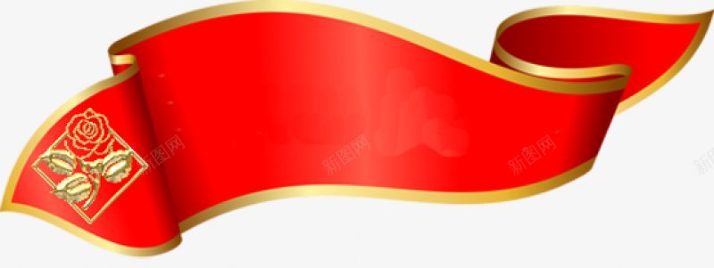 红色金边彩带装饰标题框png免抠素材_新图网 https://ixintu.com 红色 金边 彩带 刺绣 花朵 国花 牡丹 装饰 标题框