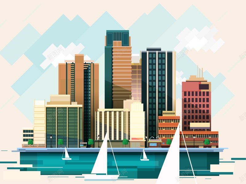 城市背景插画jpg设计背景_新图网 https://ixintu.com 城市背景 插画