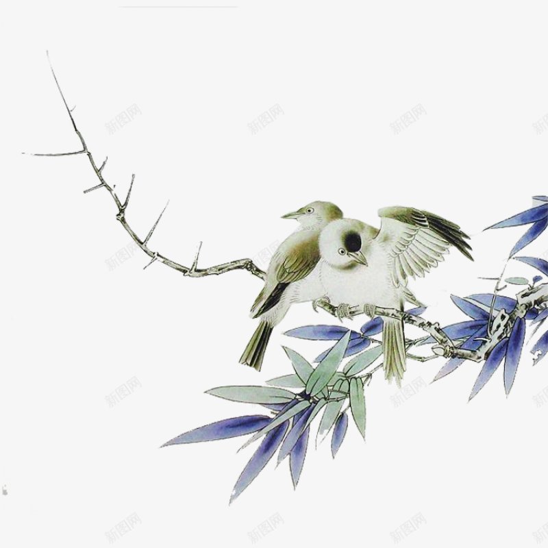 中国画花鸟透明手绘花奔png免抠素材_新图网 https://ixintu.com 中国画花鸟 手绘花奔 透明