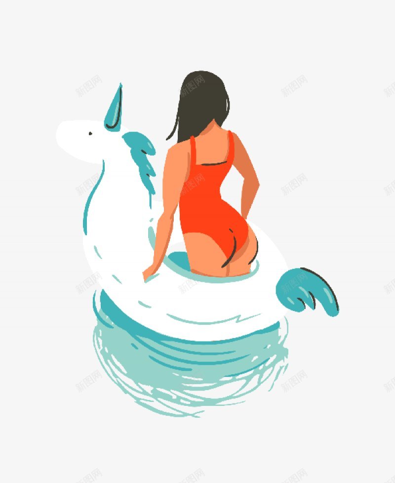 夏日沙滩女孩手绘插画及合集包SummerChipng免抠素材_新图网 https://ixintu.com Child Summer set 免扣手绘彩绘水彩插画