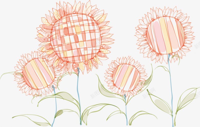 通手绘向日葵太阳花png免抠素材_新图网 https://ixintu.com 通手绘向日葵太阳花
