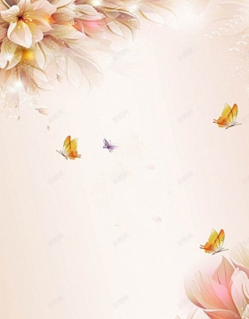 蝶恋花温馨浅色花朵h5背景图免费H5背景jpg设计背景_新图网 https://ixintu.com 免费H5背景