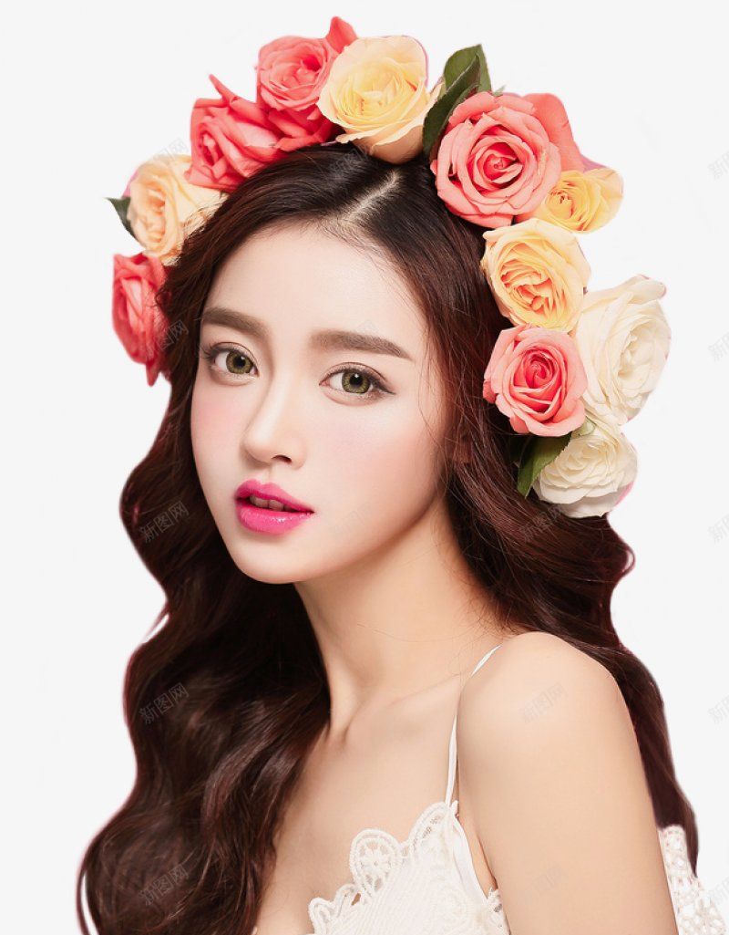 花饰美女美妆脸模彩妆美肤脸部美肤美妆模特半身模特png免抠素材_新图网 https://ixintu.com 半身模特 美妆模特 美妆脸模彩妆美肤脸部 美肤 花饰美女