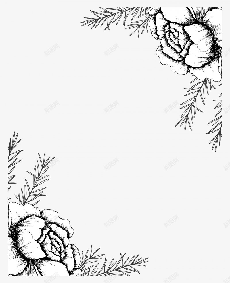 手绘花叶子手绘线稿png免抠素材_新图网 https://ixintu.com 叶子 手绘 线稿 花