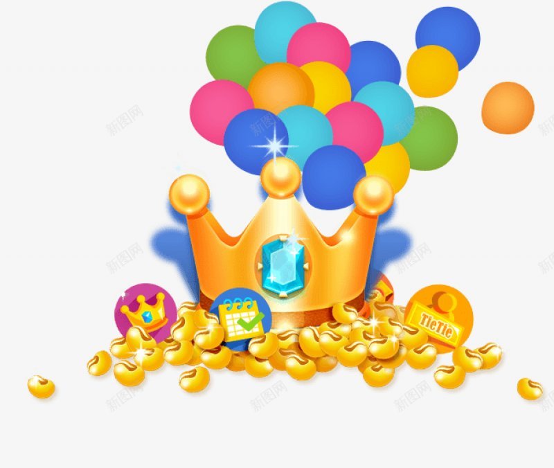 卡通皇冠钻石气球装饰图案png免抠素材_新图网 https://ixintu.com 卡通 皇冠 蓝色钻石 皇冠装饰 彩色气球 装饰图案 元素 宝石 富贵 权利 装饰 钻石